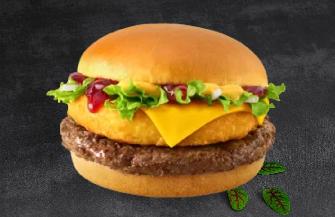 Фото Новогодний бургер чиз говядина с клюквенным соусом